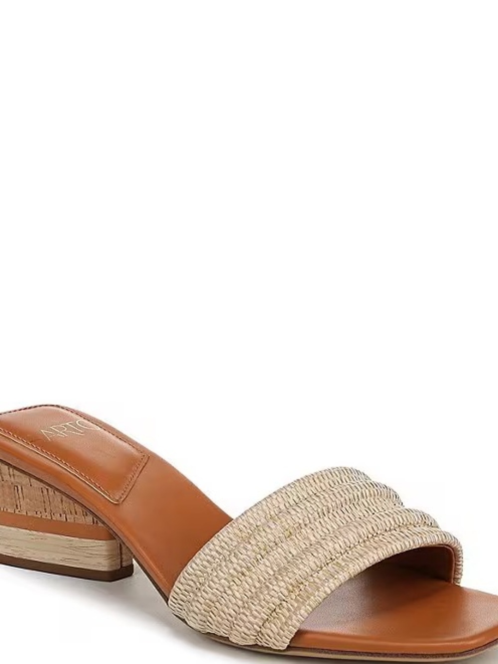 Tan Leather & Raffia Slide Sandal 7